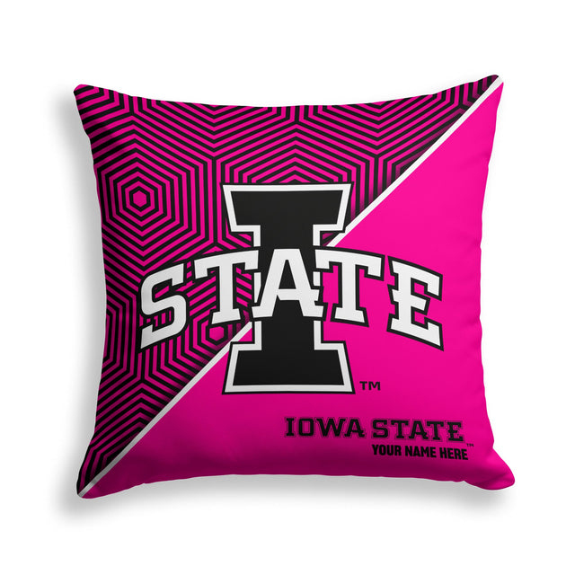 Pixsona Iowa State Cyclones Pink Implosion Throw Pillow | Personalized | Custom