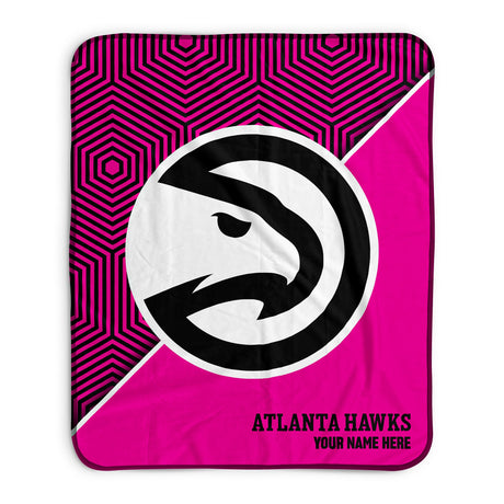 Pixsona Atlanta Hawks Pink Implosion Pixel Fleece Blanket | Personalized | Custom