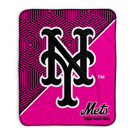 Pixsona New York Mets Pink Implosion Pixel Fleece Blanket | Personalized | Custom