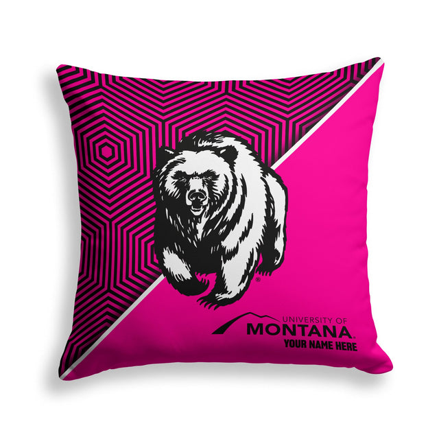 Pixsona Montana Grizzlies Pink Implosion Throw Pillow | Personalized | Custom