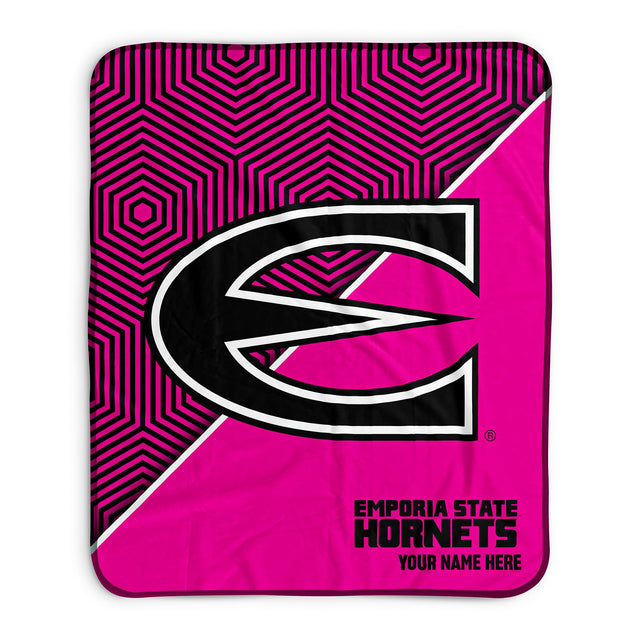 Pixsona Emporia State Hornets Pink Implosion Pixel Fleece Blanket | Personalized | Custom