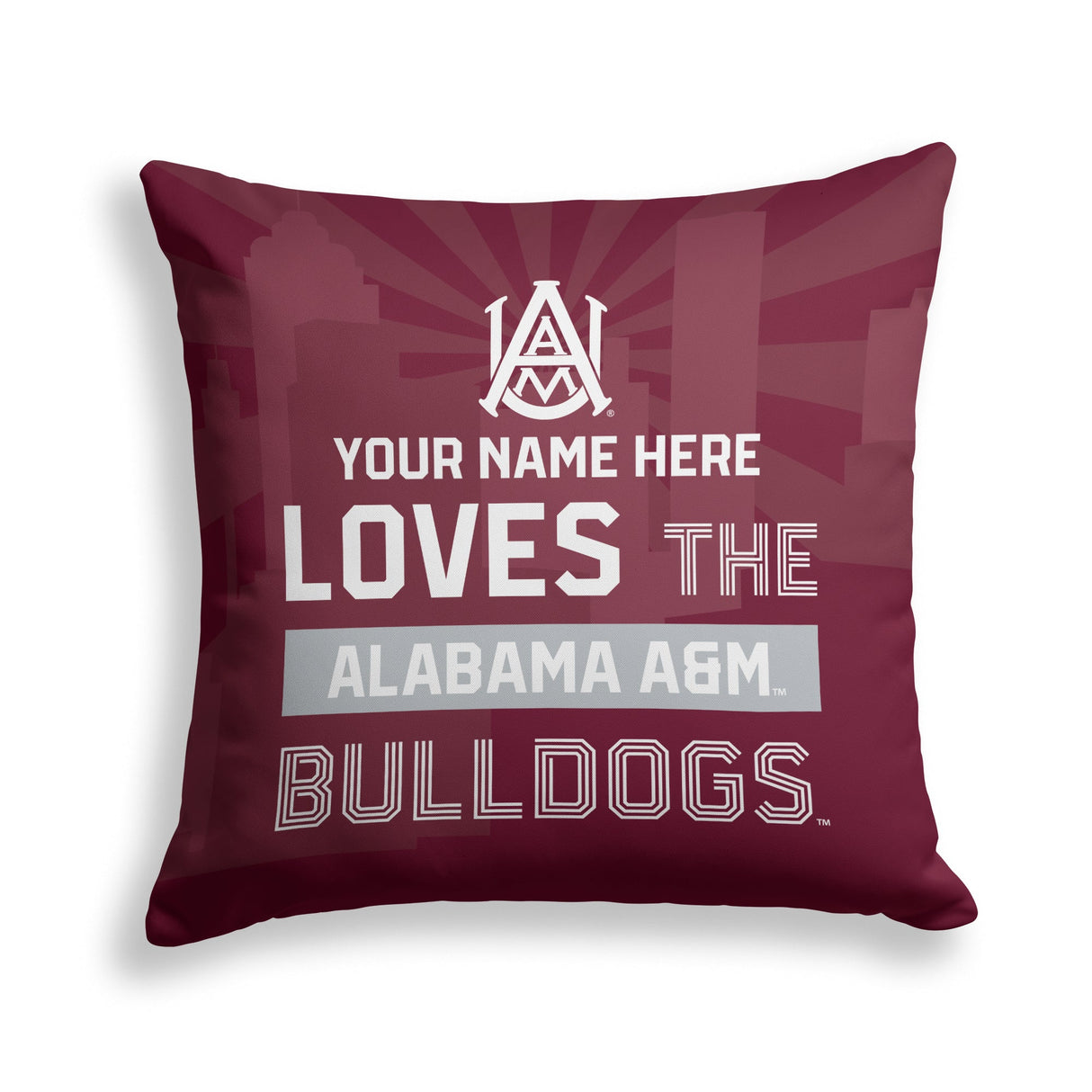 Pixsona Alabama A&M Bulldogs Skyline Throw Pillow | Personalized | Custom