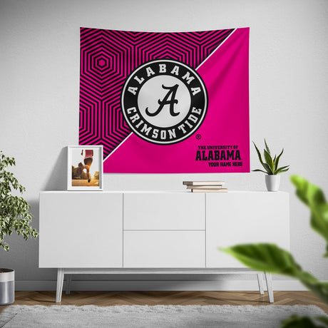 Pixsona Alabama Crimson Tide Pink Implosion Tapestry | Personalized | Custom