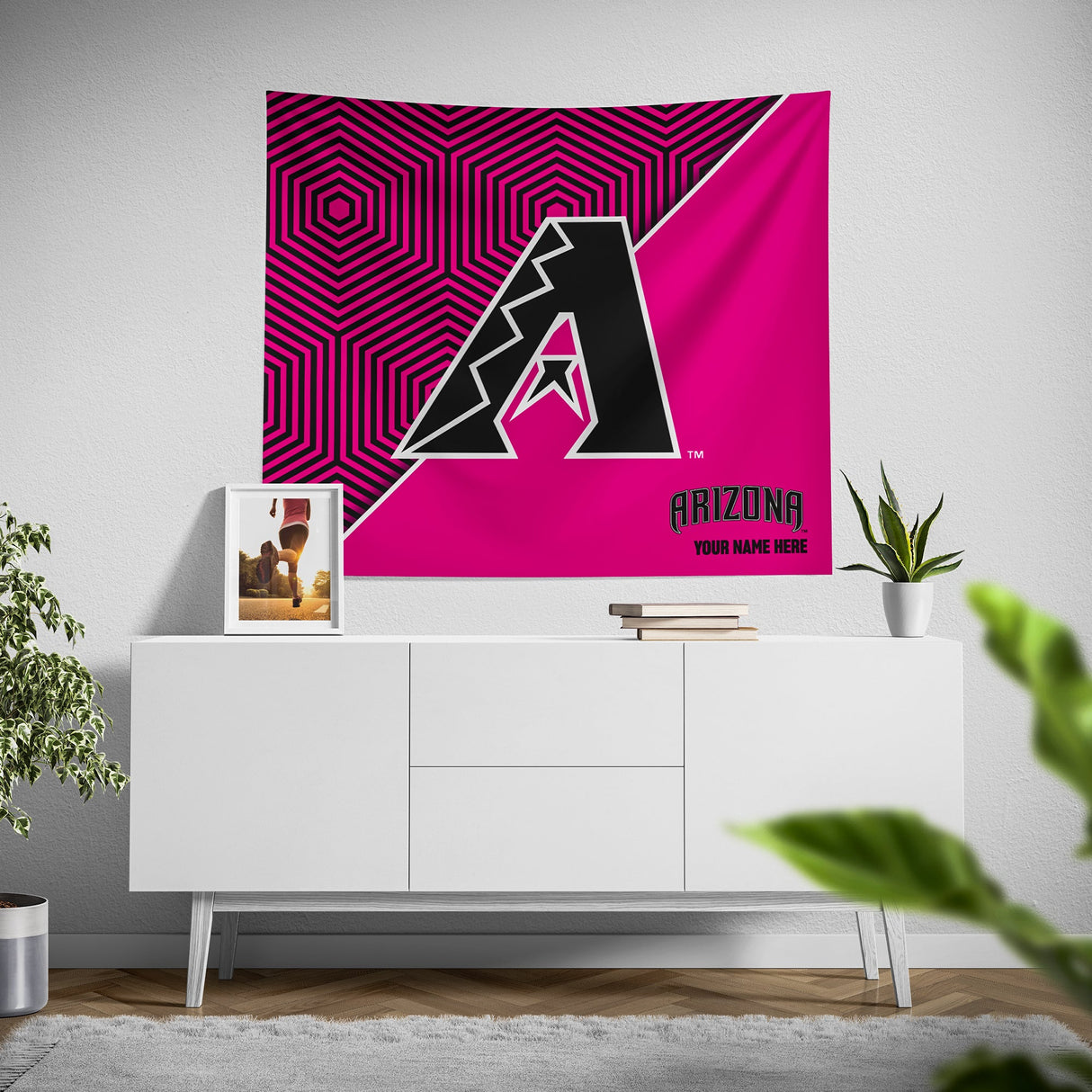 Pixsona Arizona Diamondbacks Pink Implosion Tapestry | Personalized | Custom