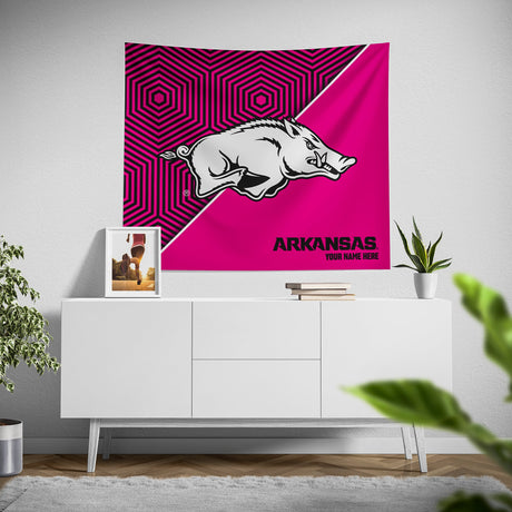 Pixsona Arkansas Razorbacks Pink Implosion Tapestry | Personalized | Custom