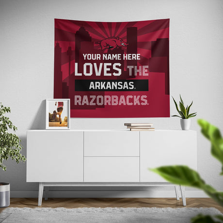 Pixsona Arkansas Razorbacks Skyline Tapestry | Personalized | Custom