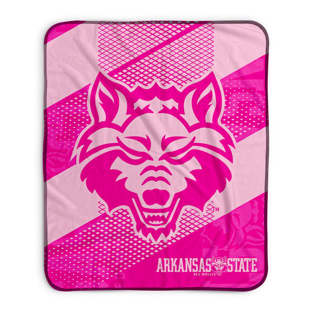 Pixsona Arkansas State Red Wolves Pink Motion Pixel Fleece Blanket