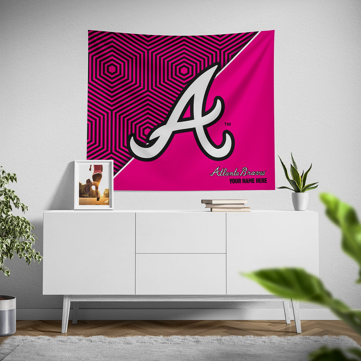 Pixsona Atlanta Braves Pink Implosion Tapestry | Personalized | Custom