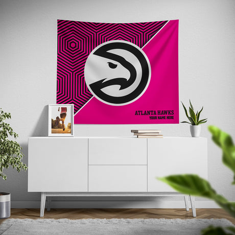 Pixsona Atlanta Hawks Pink Implosion Tapestry | Personalized | Custom