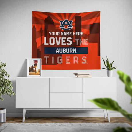 Pixsona Auburn Tigers Skyline Tapestry | Personalized | Custom