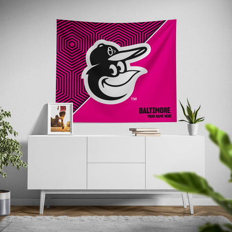 Pixsona Baltimore Orioles Pink Implosion Tapestry | Personalized | Custom