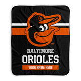 Pixsona Baltimore Orioles Stripes Pixel Fleece Blanket | Personalized | Custom