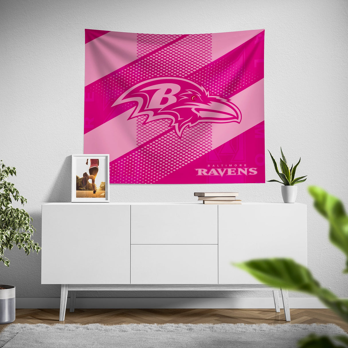 Pixsona Baltimore Ravens Pink Motion Tapestry