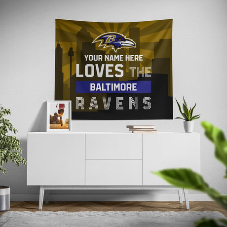 Pixsona Baltimore Ravens Skyline Tapestry | Personalized | Custom