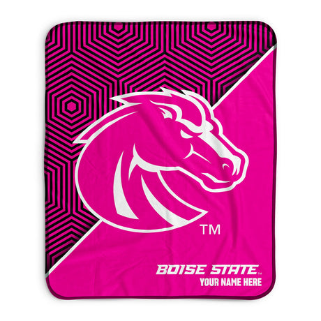 Pixsona Boise State Broncos Pink Implosion Pixel Fleece Blanket | Personalized | Custom