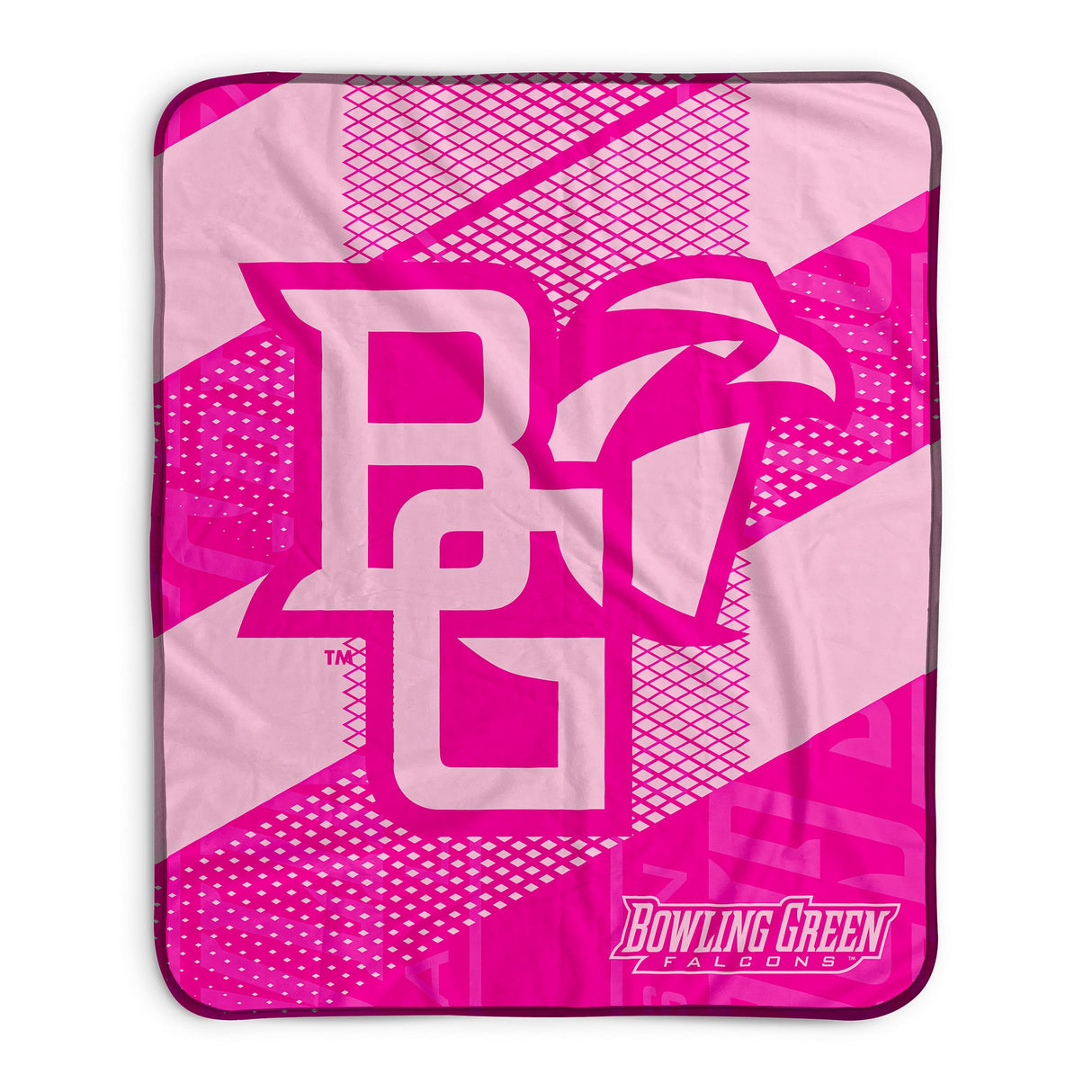 Pixsona Bowling Green Falcons Pink Motion Pixel Fleece Blanket