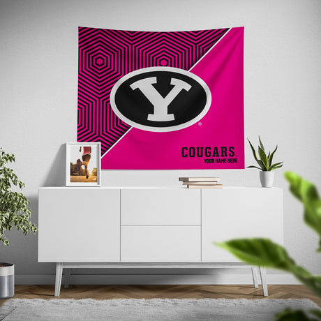 Pixsona Brigham Young Cougars Pink Implosion Tapestry | Personalized | Custom