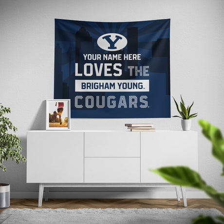 Pixsona Brigham Young Cougars Skyline Tapestry | Personalized | Custom