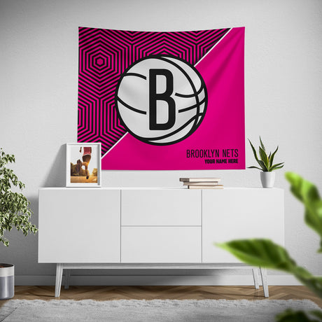 Pixsona Brooklyn Nets Pink Implosion Tapestry | Personalized | Custom