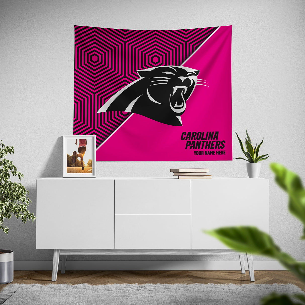 Pixsona Carolina Panthers Pink Implosion Tapestry | Personalized | Custom