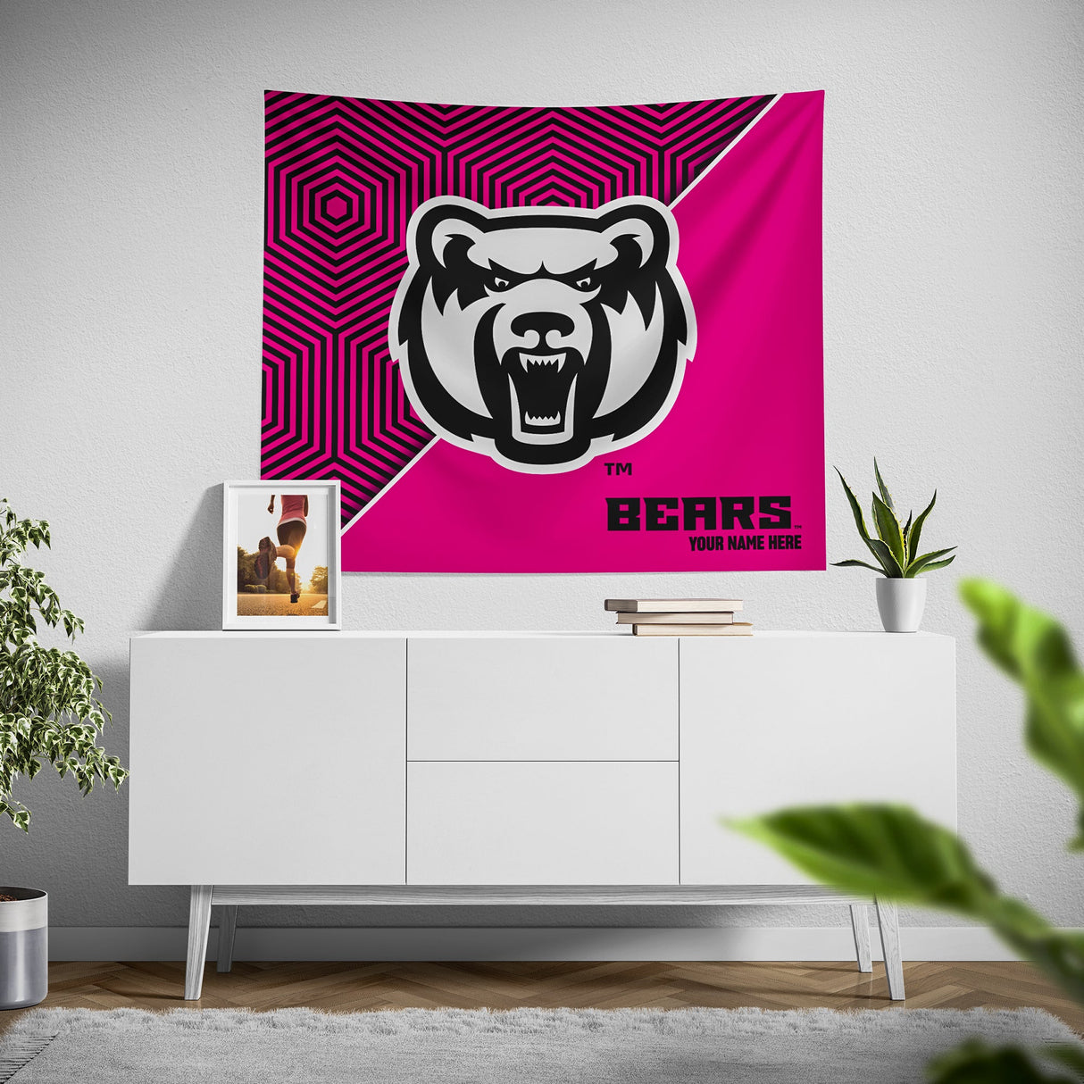 Pixsona Central Arkansas Bears Pink Implosion Tapestry | Personalized | Custom