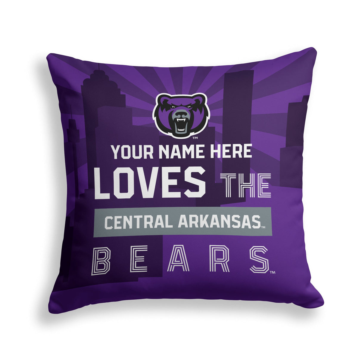 Pixsona Central Arkansas Bears Skyline Throw Pillow | Personalized | Custom