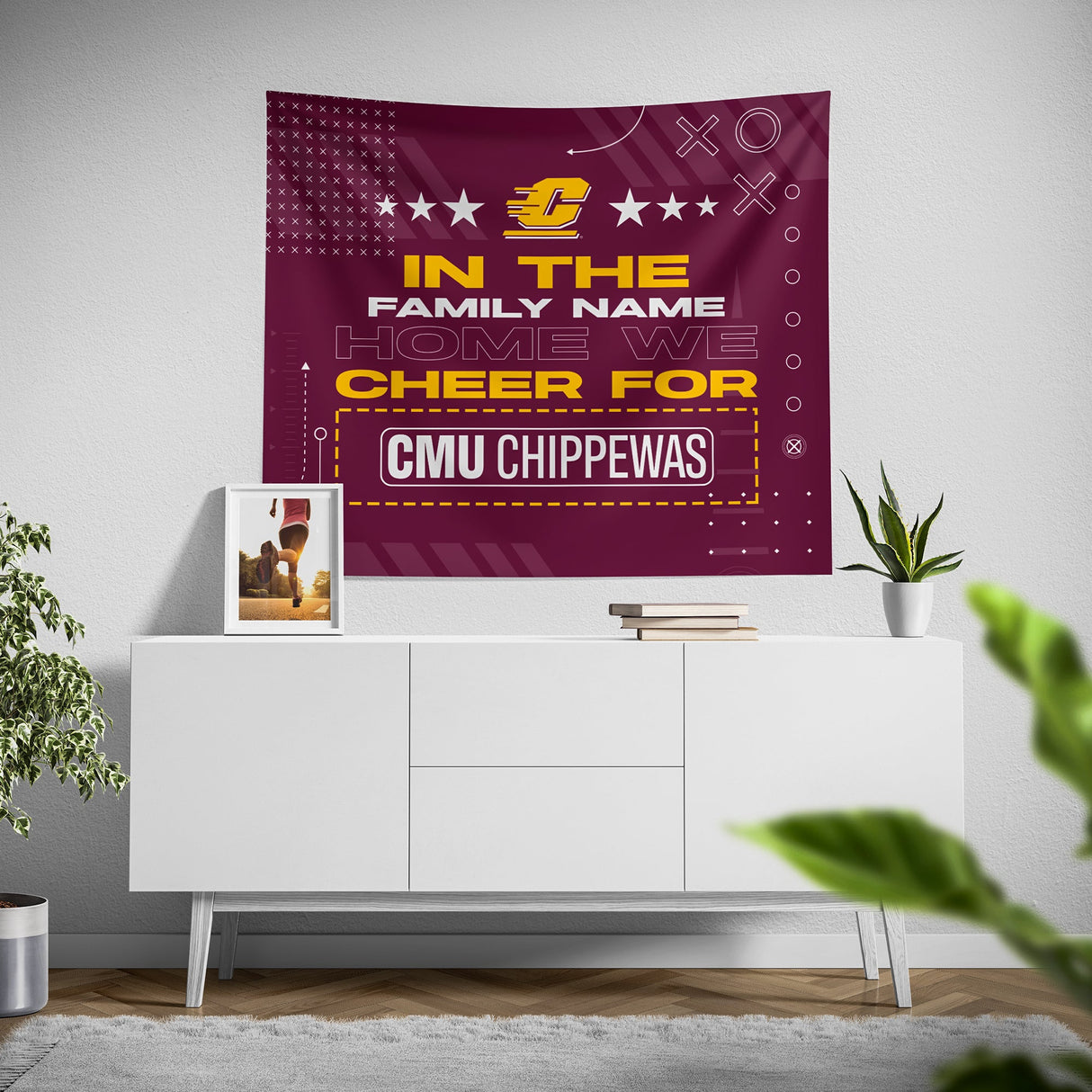 Pixsona Central Michigan Chippewas Cheer Tapestry | Personalized | Custom