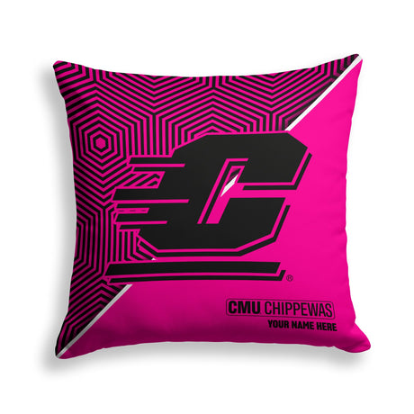 Pixsona Central Michigan Chippewas Pink Implosion Throw Pillow | Personalized | Custom