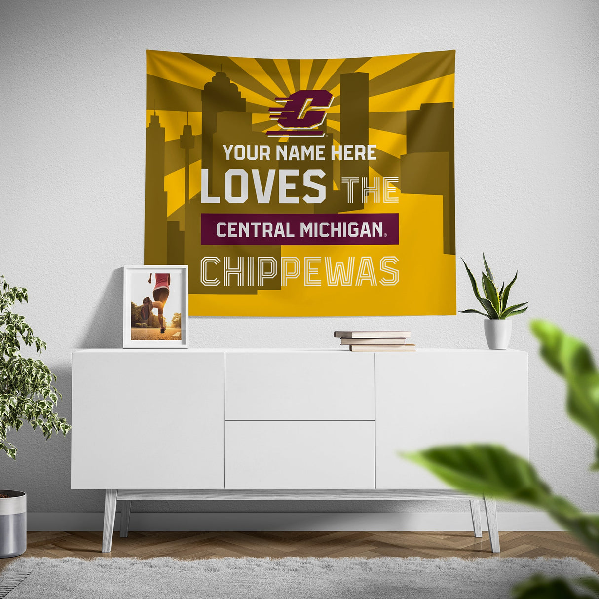 Pixsona Central Michigan Chippewas Skyline Tapestry | Personalized | Custom