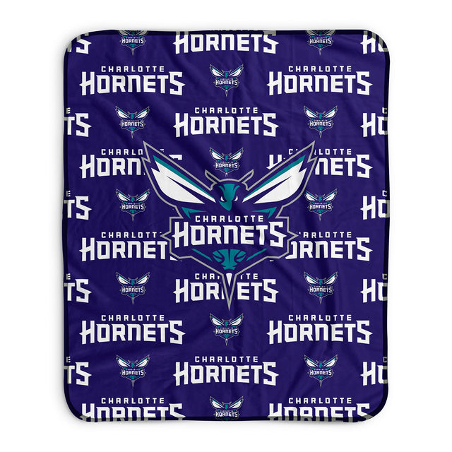 Pixsona Charlotte Hornets Repeat Pixel Fleece Blanket