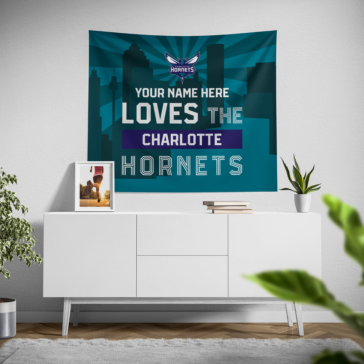 Pixsona Charlotte Hornets Skyline Tapestry | Personalized | Custom