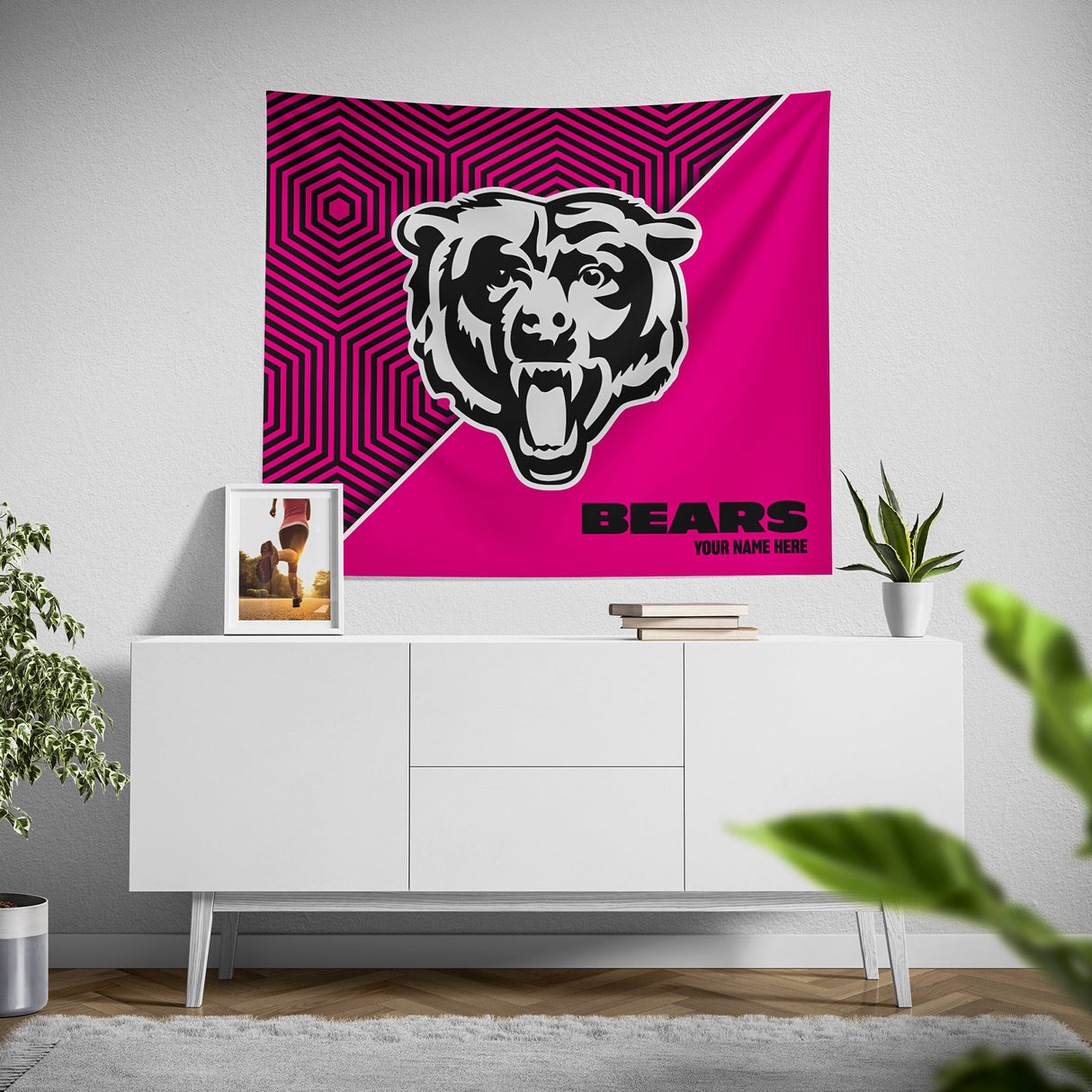 Pixsona Chicago Bears Pink Implosion Tapestry | Personalized | Custom