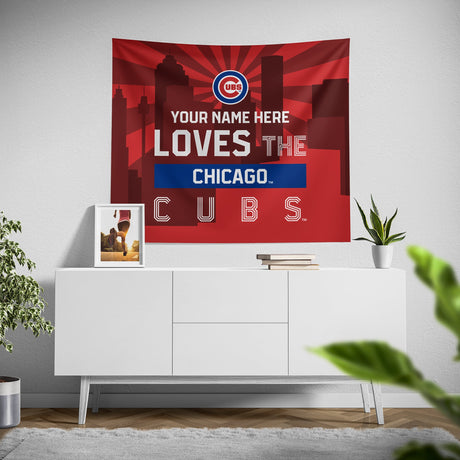 Pixsona Chicago Cubs Skyline Tapestry | Personalized | Custom