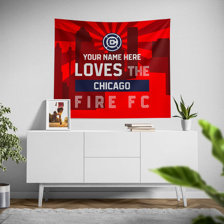 Pixsona Chicago Fire FC Skyline Tapestry | Personalized | Custom