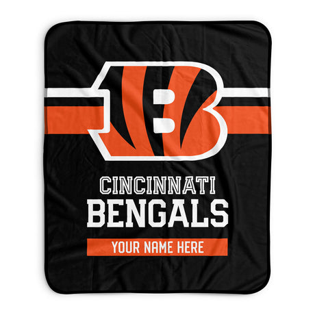 Pixsona Cincinnati Bengals Stripes Pixel Fleece Blanket | Personalized | Custom