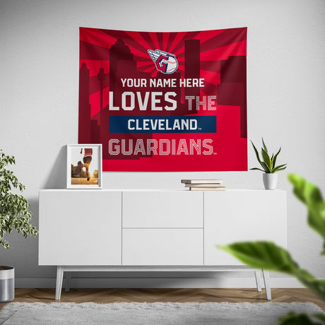 Pixsona Cleveland Guardians Skyline Tapestry | Personalized | Custom