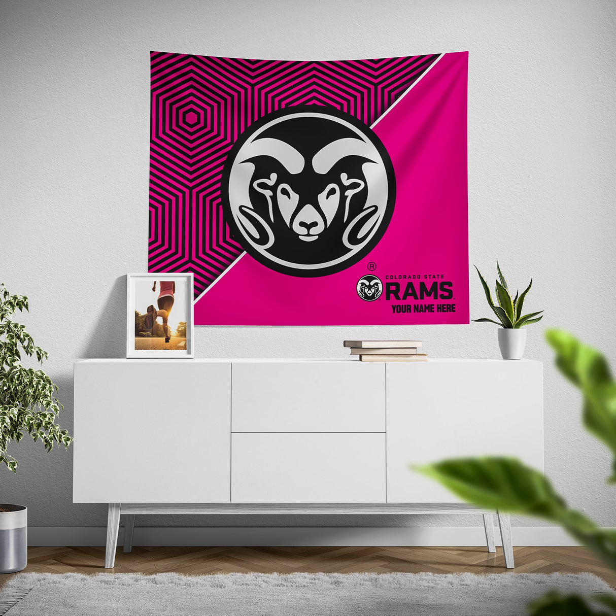 Pixsona Colorado State Rams Pink Implosion Tapestry | Personalized | Custom