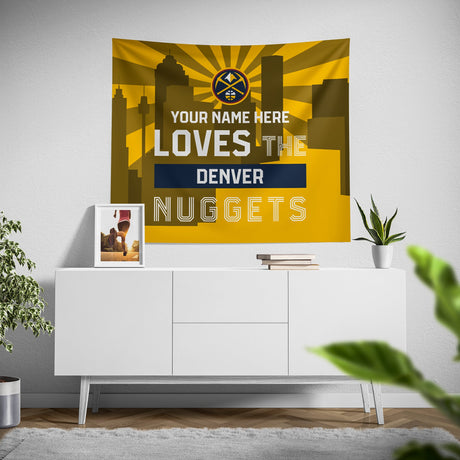 Pixsona Denver Nuggets Skyline Tapestry | Personalized | Custom