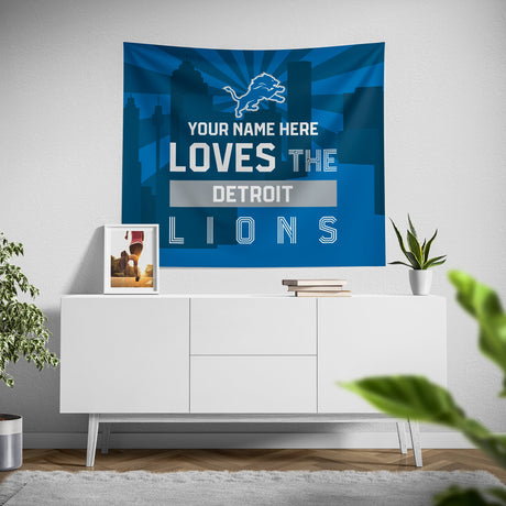Pixsona Detroit Lions Skyline Tapestry | Personalized | Custom