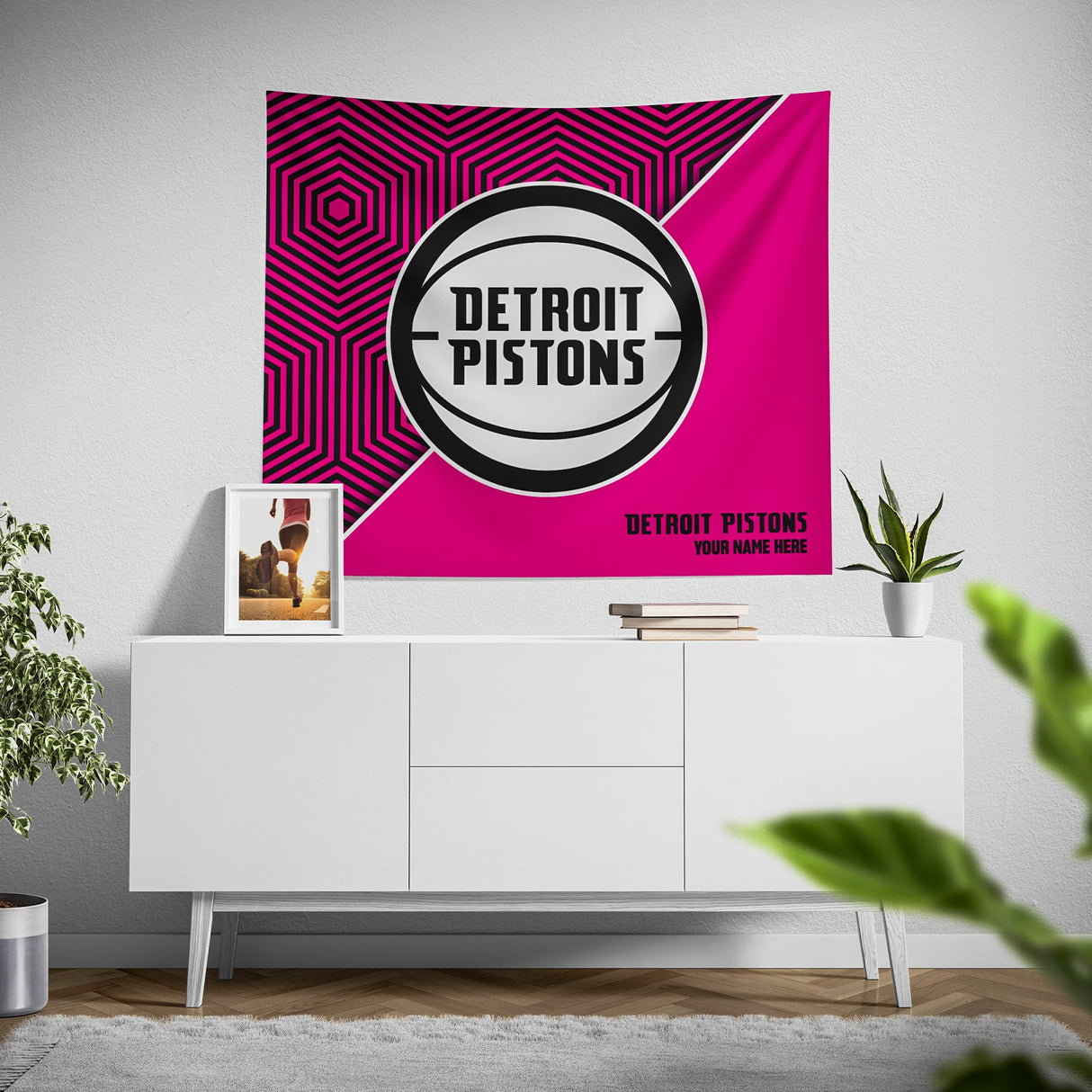 Pixsona Detroit Pistons Pink Implosion Tapestry | Personalized | Custom