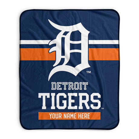 Pixsona Detroit Tigers Stripes Pixel Fleece Blanket | Personalized | Custom