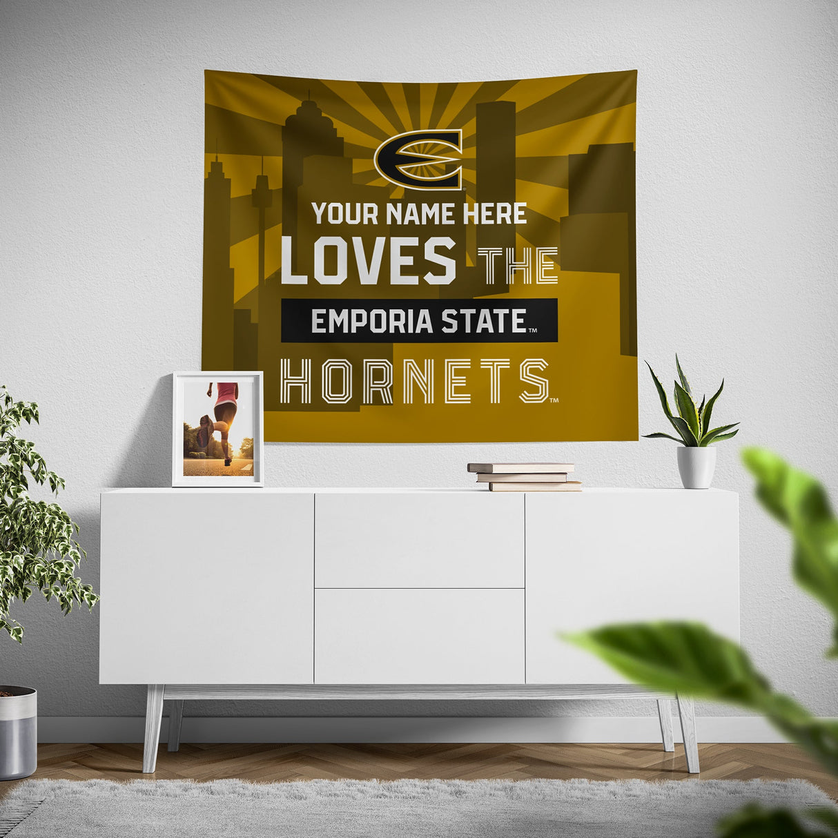 Pixsona Emporia State Hornets Skyline Tapestry | Personalized | Custom