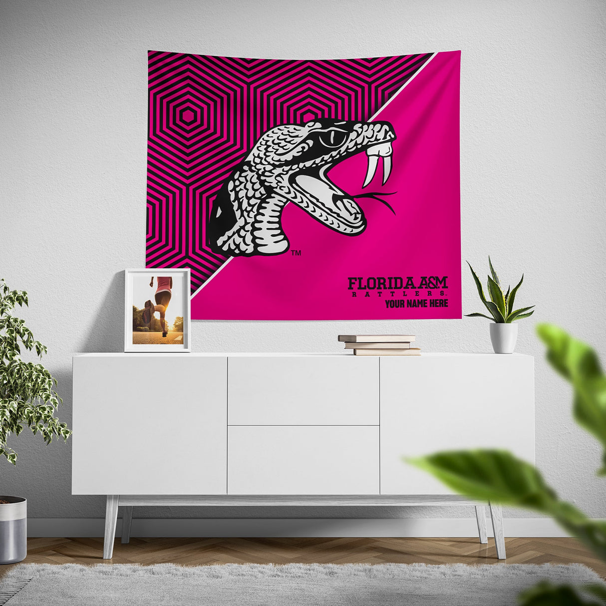 Pixsona FAMU Rattlers Pink Implosion Tapestry | Personalized | Custom