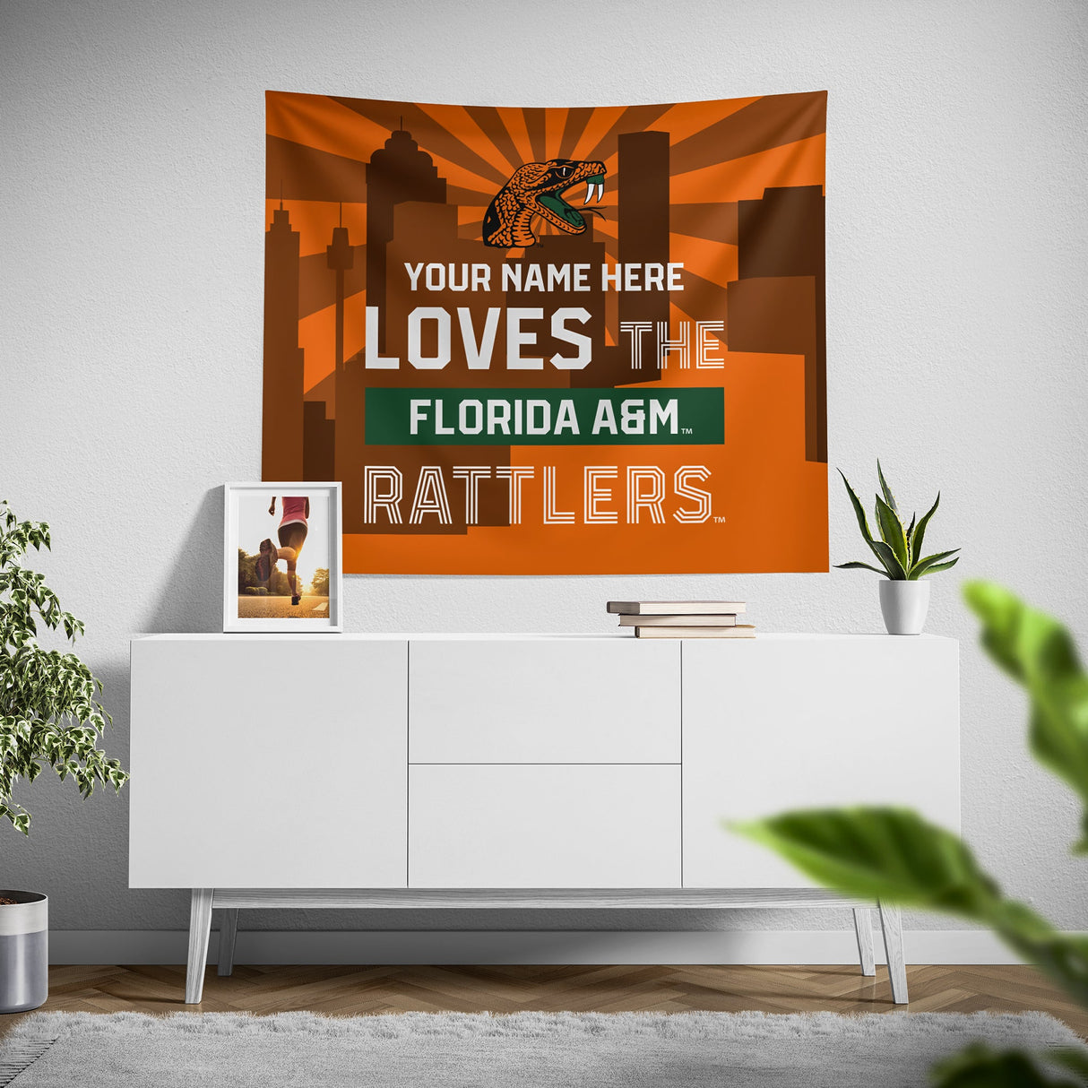 Pixsona FAMU Rattlers Skyline Tapestry | Personalized | Custom