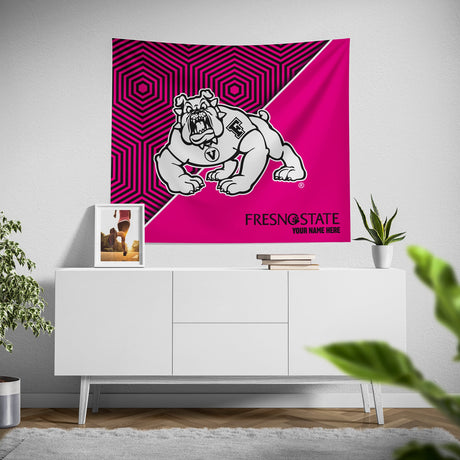 Pixsona Fresno State Bulldogs Pink Implosion Tapestry | Personalized | Custom