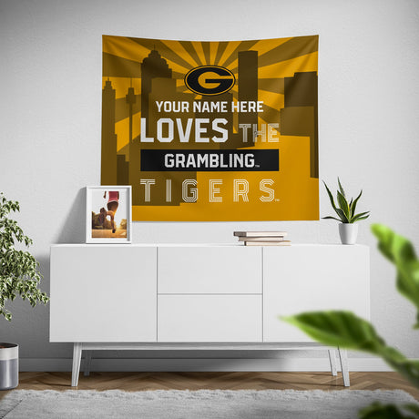 Pixsona Grambling Tigers Skyline Tapestry | Personalized | Custom