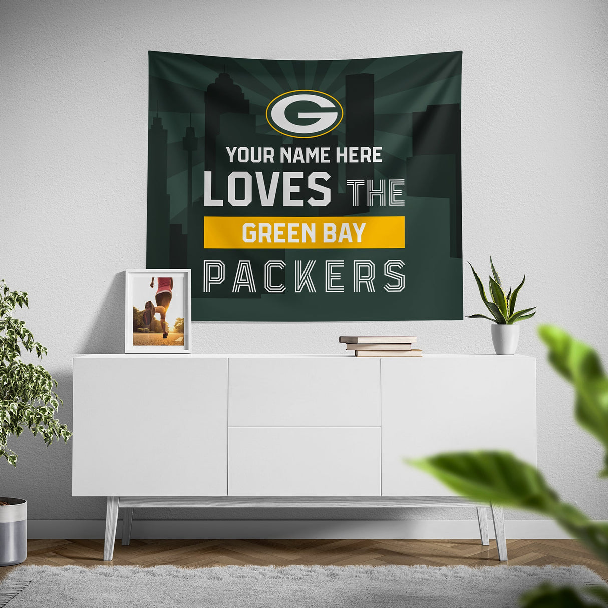 Pixsona Green Bay Packers Skyline Tapestry | Personalized | Custom