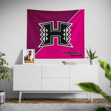 Pixsona Hawaii Rainbow Warriors Pink Implosion Tapestry | Personalized | Custom