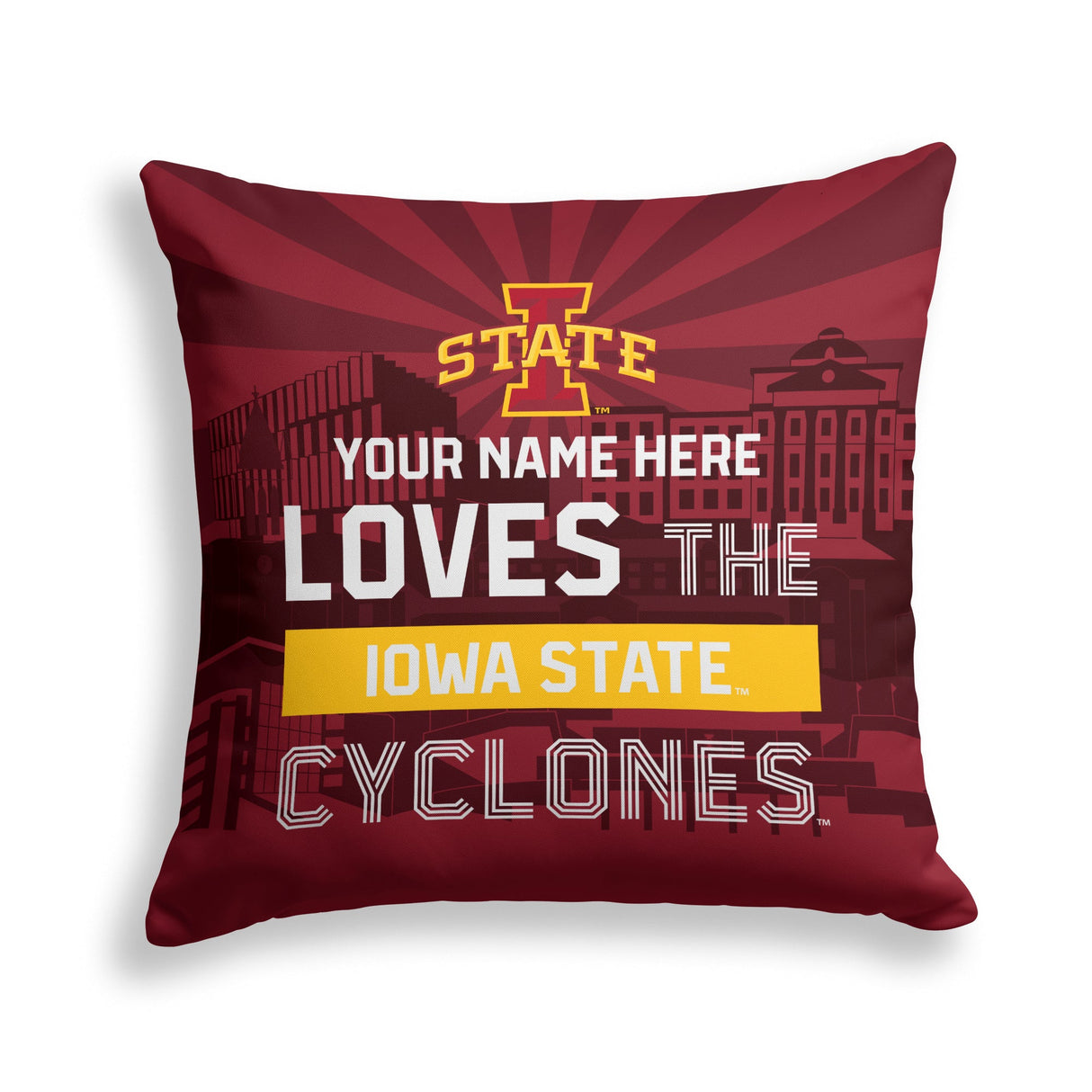 Pixsona Iowa State Cyclones Skyline Throw Pillow | Personalized | Custom