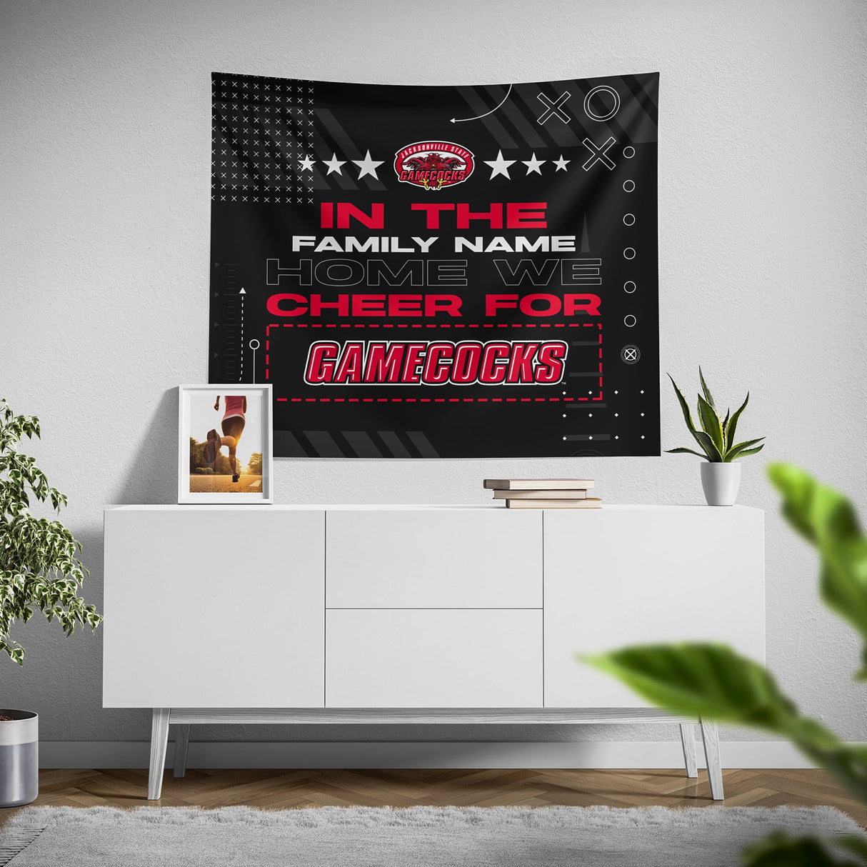 Pixsona Jacksonville State Gamecocks Cheer Tapestry | Personalized | Custom